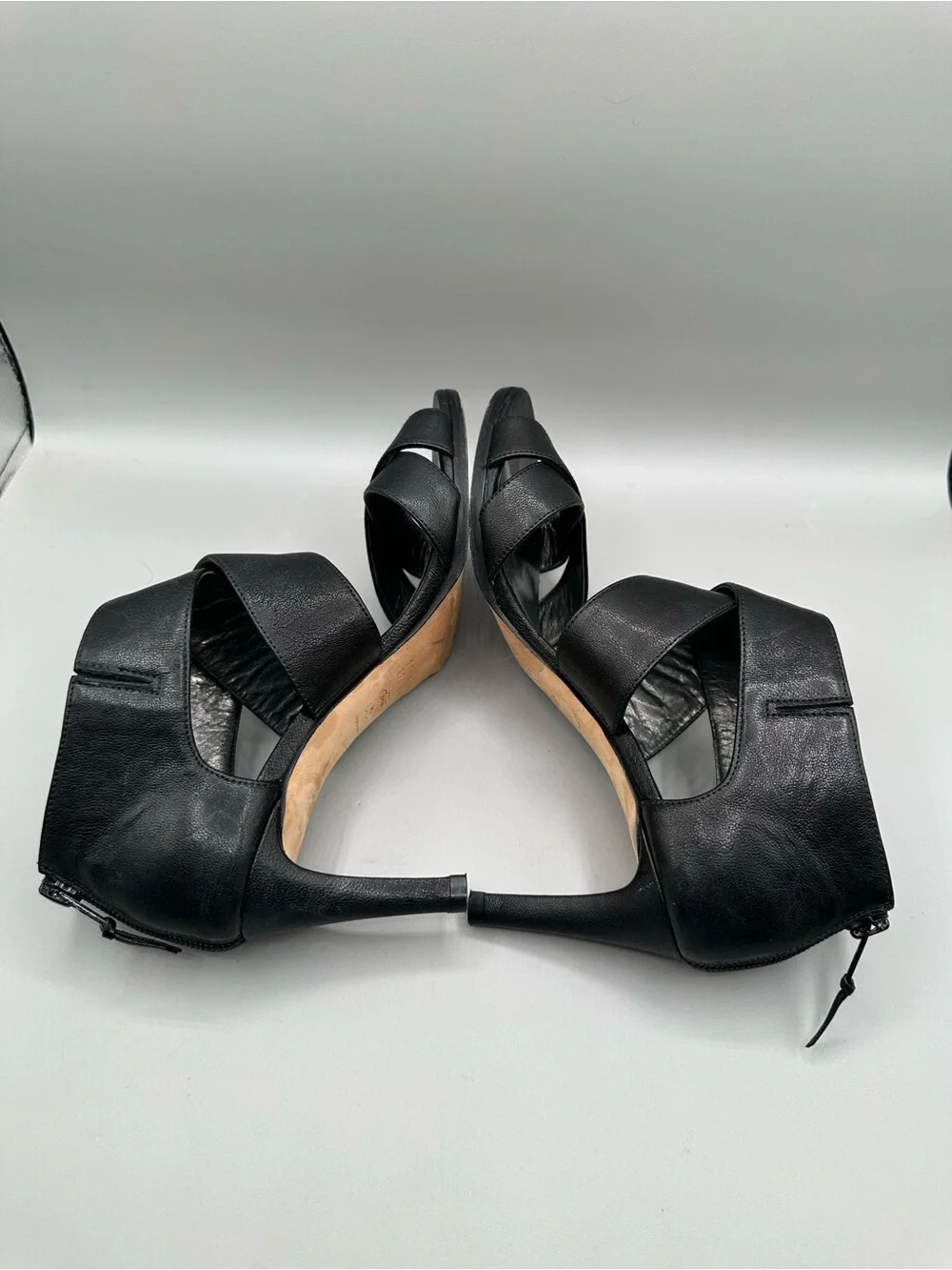 Stuart Weitzman Hugme Stiletto Sandals Leather Cross Cross Women 7 Black